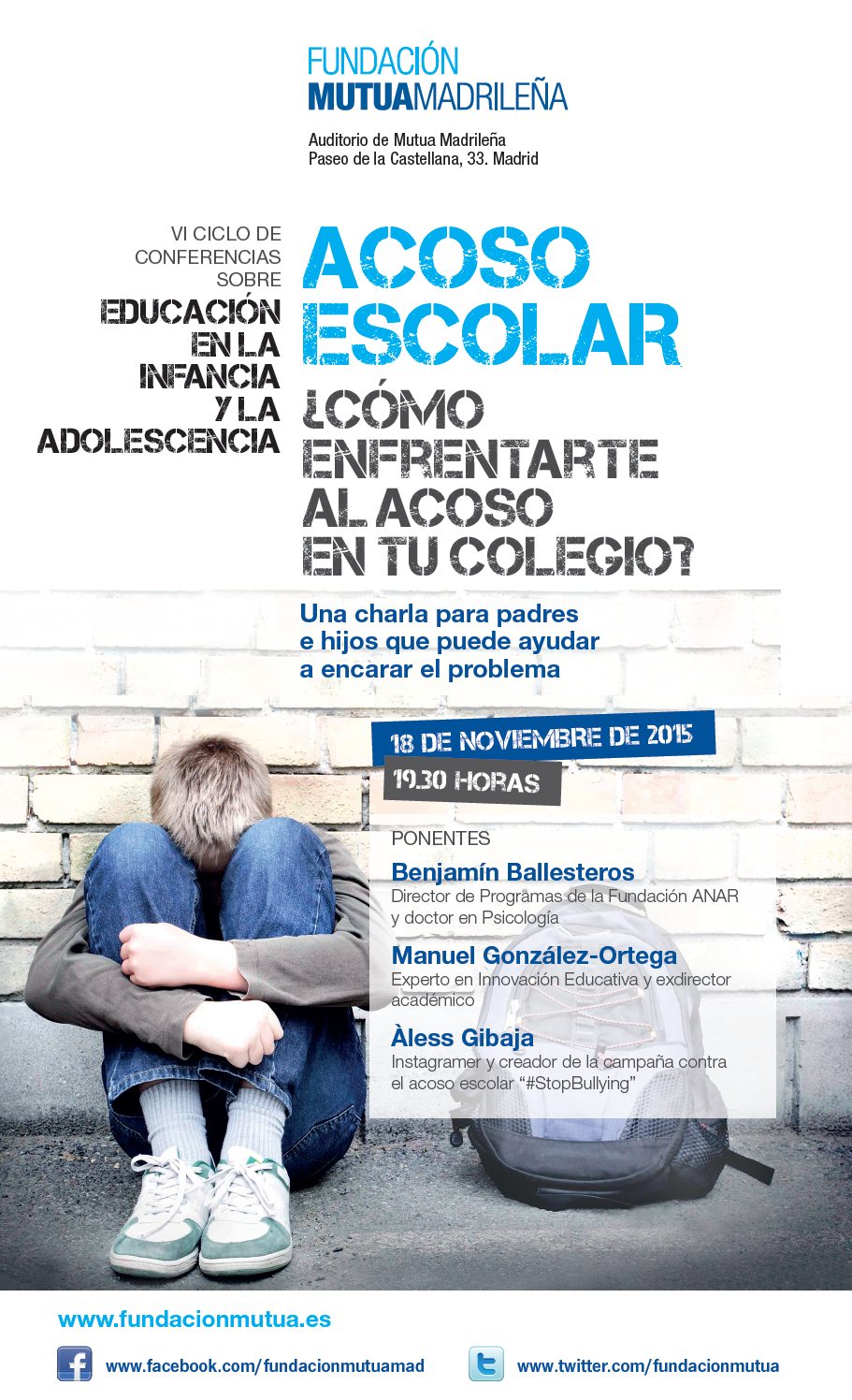 ANAR participa en la conferencia “¿Cómo enfrentarte al acoso en tu colegio?”,
