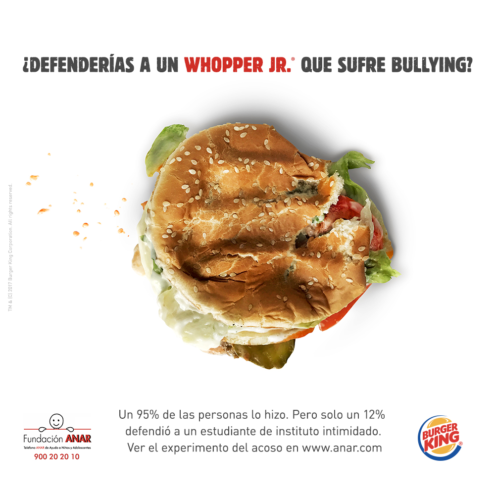 ANAR y Burger King® impulsan una campaña para luchar contra el bullying