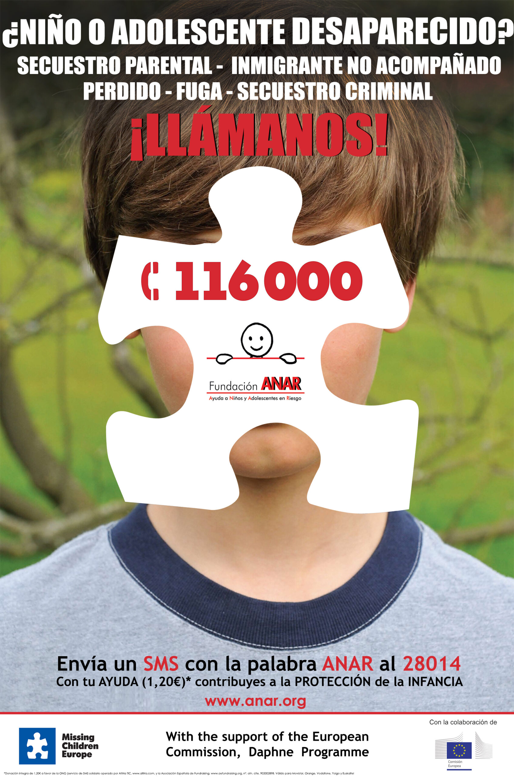 Campaña de divulgación del Teléfono ANAR de Niños Desaparecidos 116000