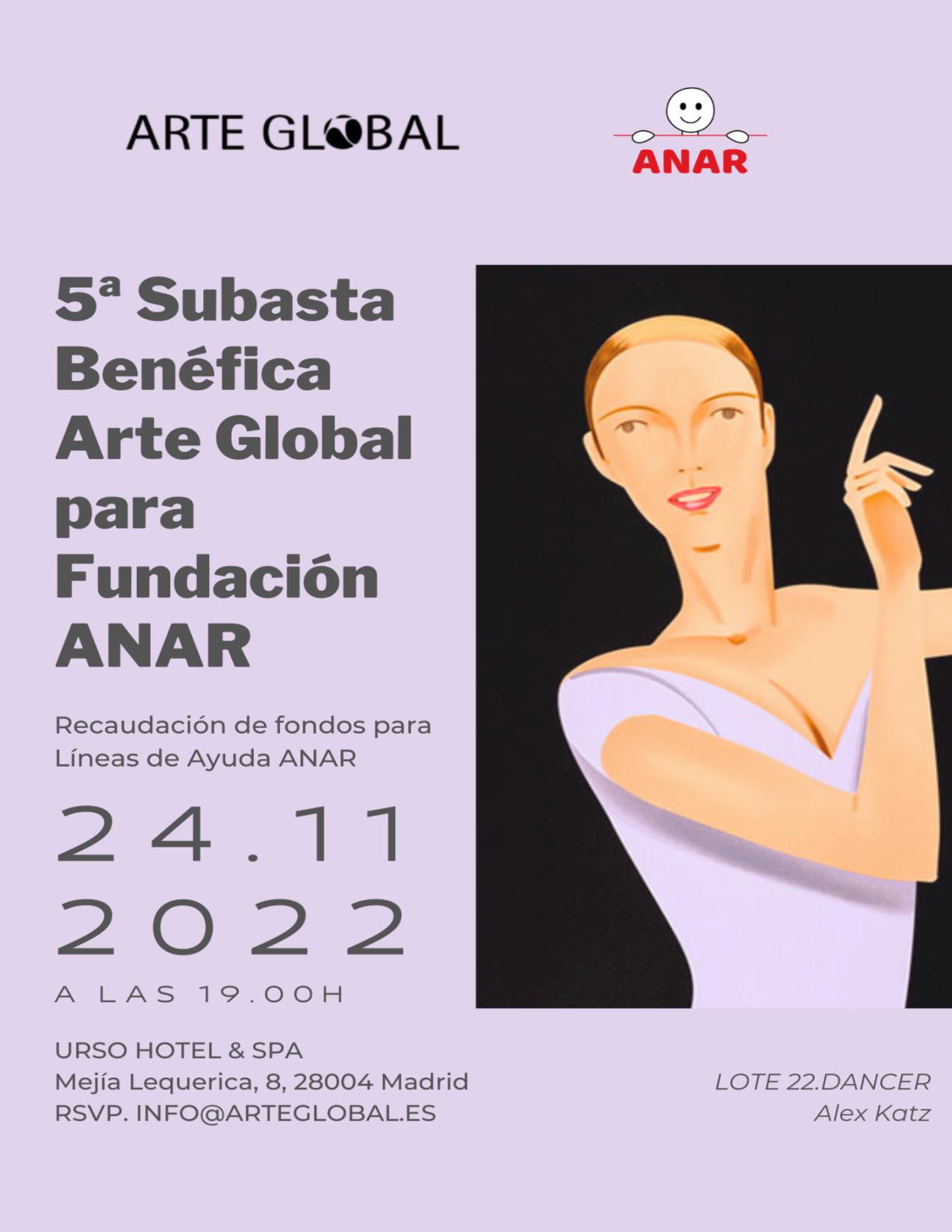 En marcha la quinta subasta de arte benéfica organizada por Arte Global a beneficio de la Fundación ANAR