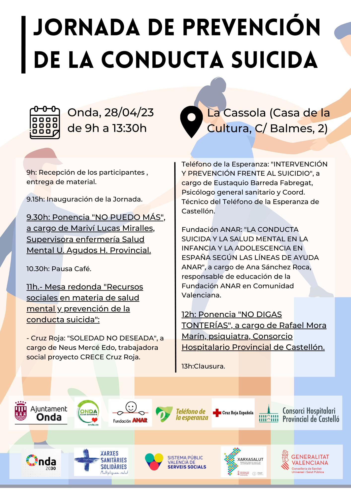 ANAR participa en la I Jornada de Prevención de la Conducta Suicida en Onda, Castellón