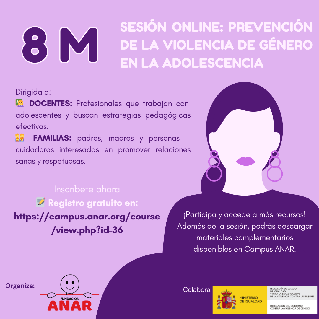 Fundación ANAR organiza una sesión online sobre la prevención de la violencia de género en la población adolescente 