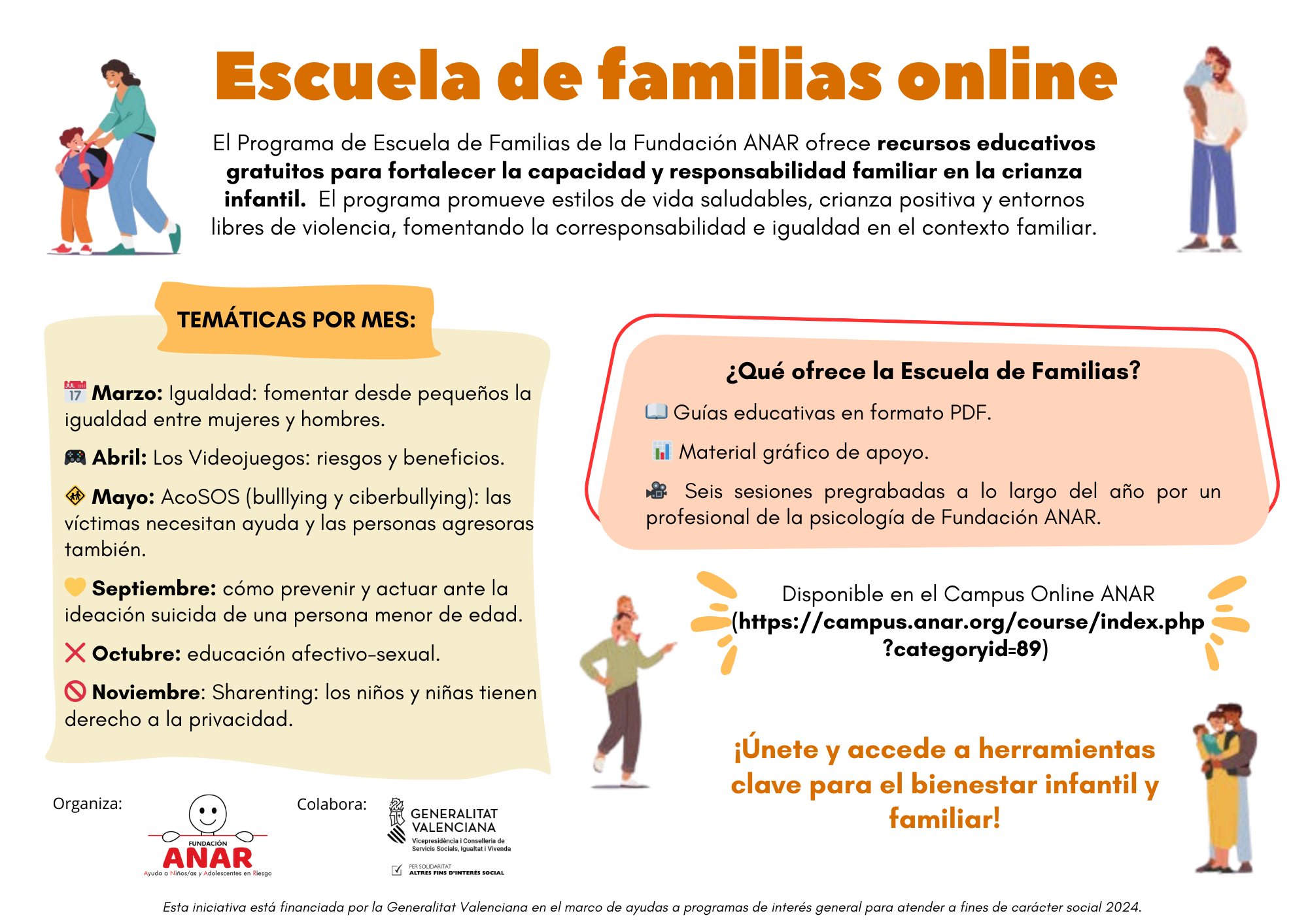 Fundación ANAR culmina la primera edición de la Escuela de Familias Virtual en la Comunidad Valenciana